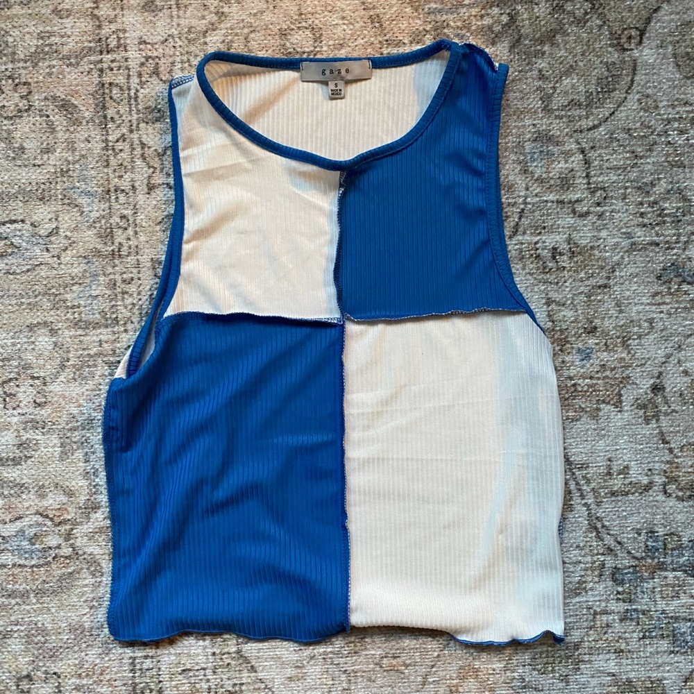 Checkered ribbed tank top